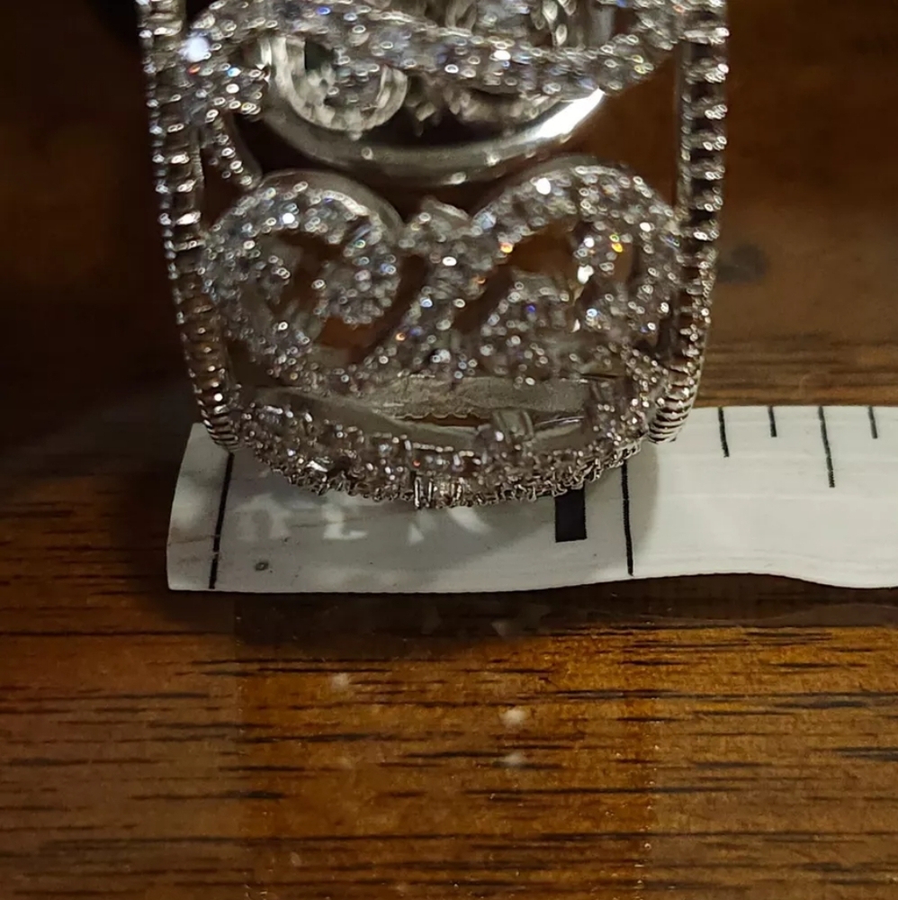 REPOSTED ESPO 925 Sterling Silver Cubic Zirconia Swirl Pattern Cuff Bracelet - Picture 6 of 11